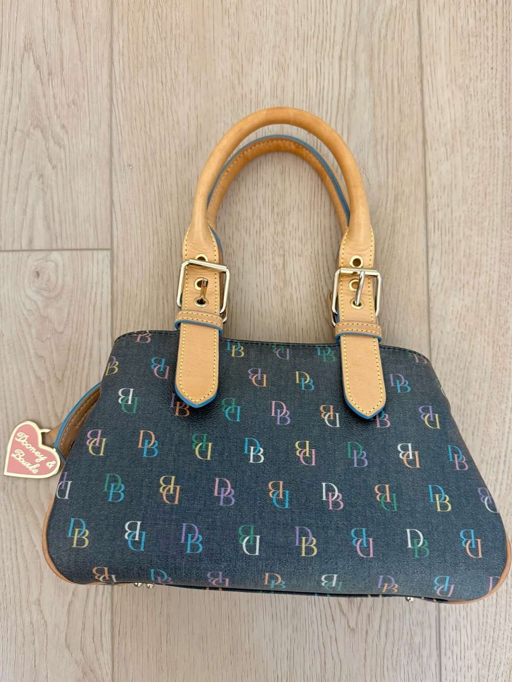 VTG Dooney & Bourke Black Multicolor Monogram Mini Satchel IT Collection Y2K